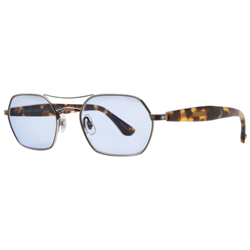 Garrett Leight - "GOLDIE" Sunglasses in Brushed Silver/Bio Spotted Tortoise Frames w/ Pacifica Lenses