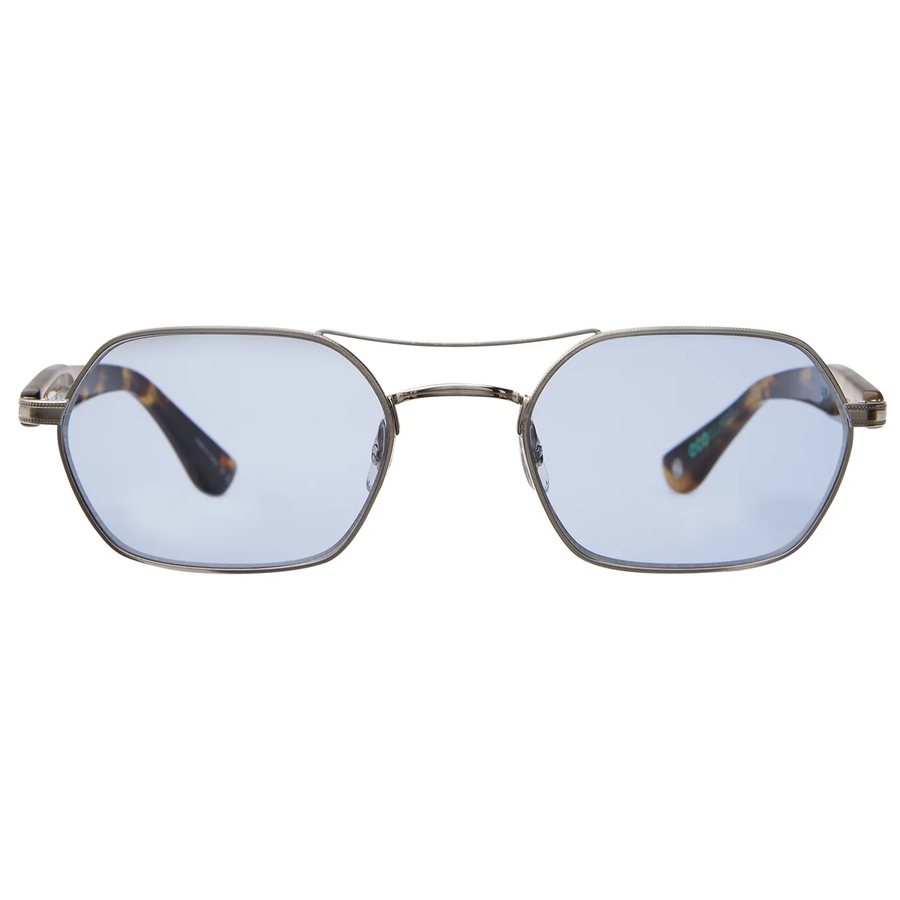 Garrett Leight - "GOLDIE" Sunglasses in Brushed Silver/Bio Spotted Tortoise Frames w/ Pacifica Lenses