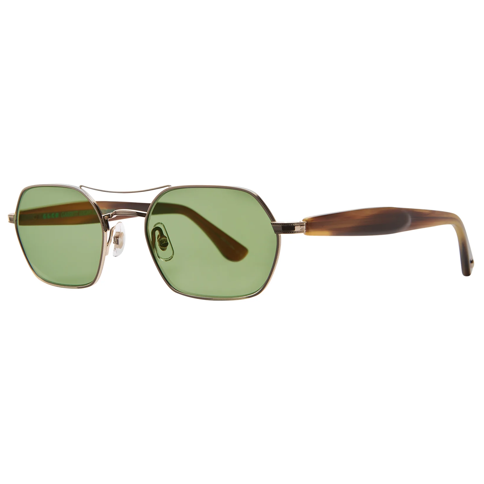 Garrett Leight - &quot;GOLDIE&quot; Sunglasses in Gold/Bio Blonde Tortoise Frames w/ Palm Lenses