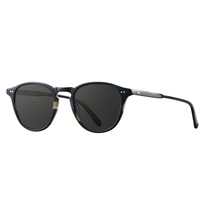 Garrett Leight - &quot;HAMPTON&quot; Sunglasses in BASALT Colored Frames with Semi-Flat Grey-Black Lenses