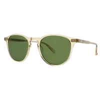 Garrett Leight - "HAMPTON" Sunglasses with Champagne Frames and Pure Green Lenses