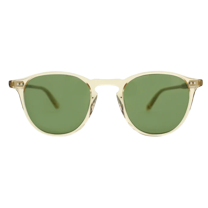 Garrett Leight - &quot;HAMPTON&quot; Sunglasses with Champagne Frames and Pure Green Lenses