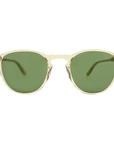 Garrett Leight - "HAMPTON" Sunglasses with Champagne Frames and Pure Green Lenses