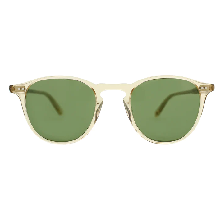 Garrett Leight - "HAMPTON" Sunglasses with Champagne Frames and Pure Green Lenses