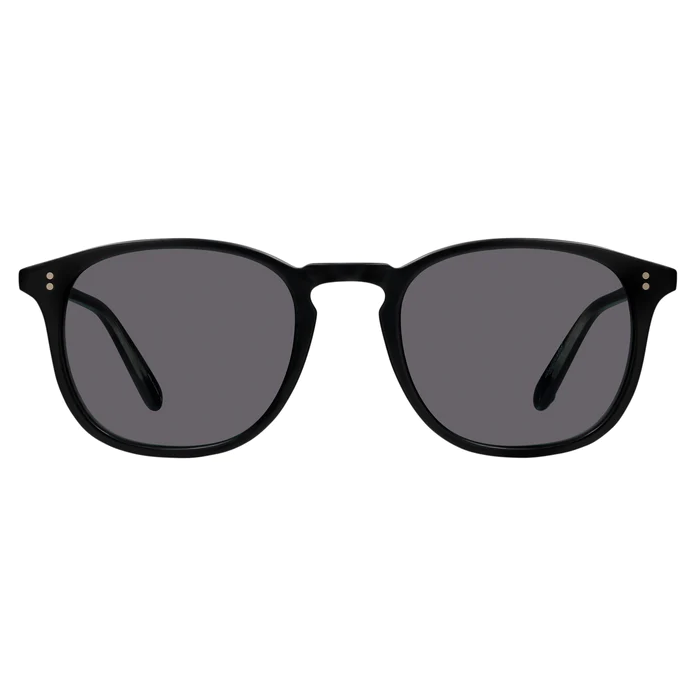 Garrett Leight - &quot;KINNEY&quot; Sunglasses in Matte Black Frames with Semi-Flat Blue Smoke Lenses