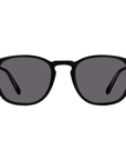 Garrett Leight - "KINNEY" Sunglasses in Matte Black Frames with Semi-Flat Blue Smoke Lenses