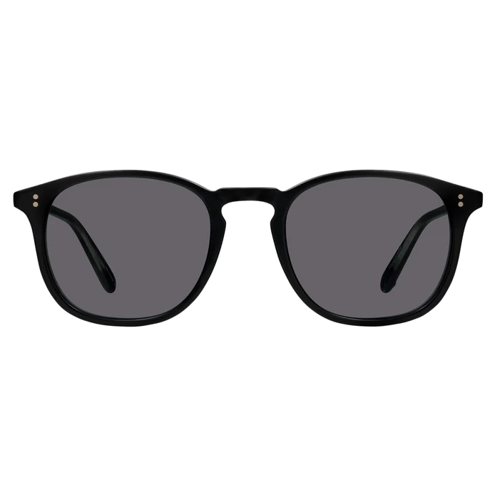 Garrett Leight - "KINNEY" Sunglasses in Matte Black Frames with Semi-Flat Blue Smoke Lenses