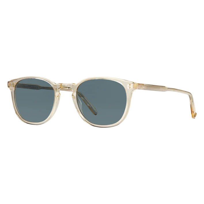 Garrett Leight - "KINNEY" Sunglasses with Champagne Frame and Blue Smoke Polarized Lenses