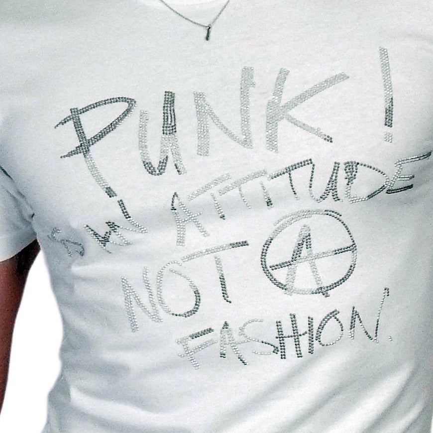 Men&#39;s John Richmond - &quot;MAPAND PUNK&quot; Studded T-Shirt in White