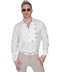 Men's John Richmond - "OCCHIELLO" Eyelet Accented Shirt in White