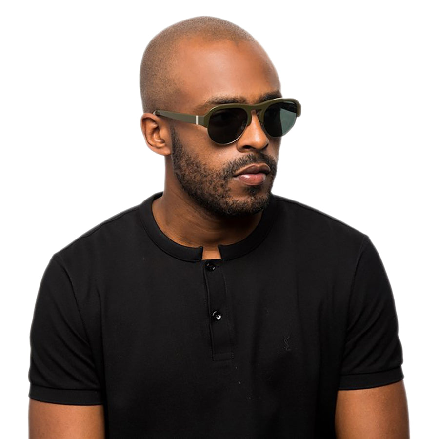 HADID - "NOMAD" Sunglasses in Olive and Silver