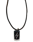 MARCOS - "DIAMOND BOLT"  Pendant in Oxidized Sterling Silver and Inlaid Wood