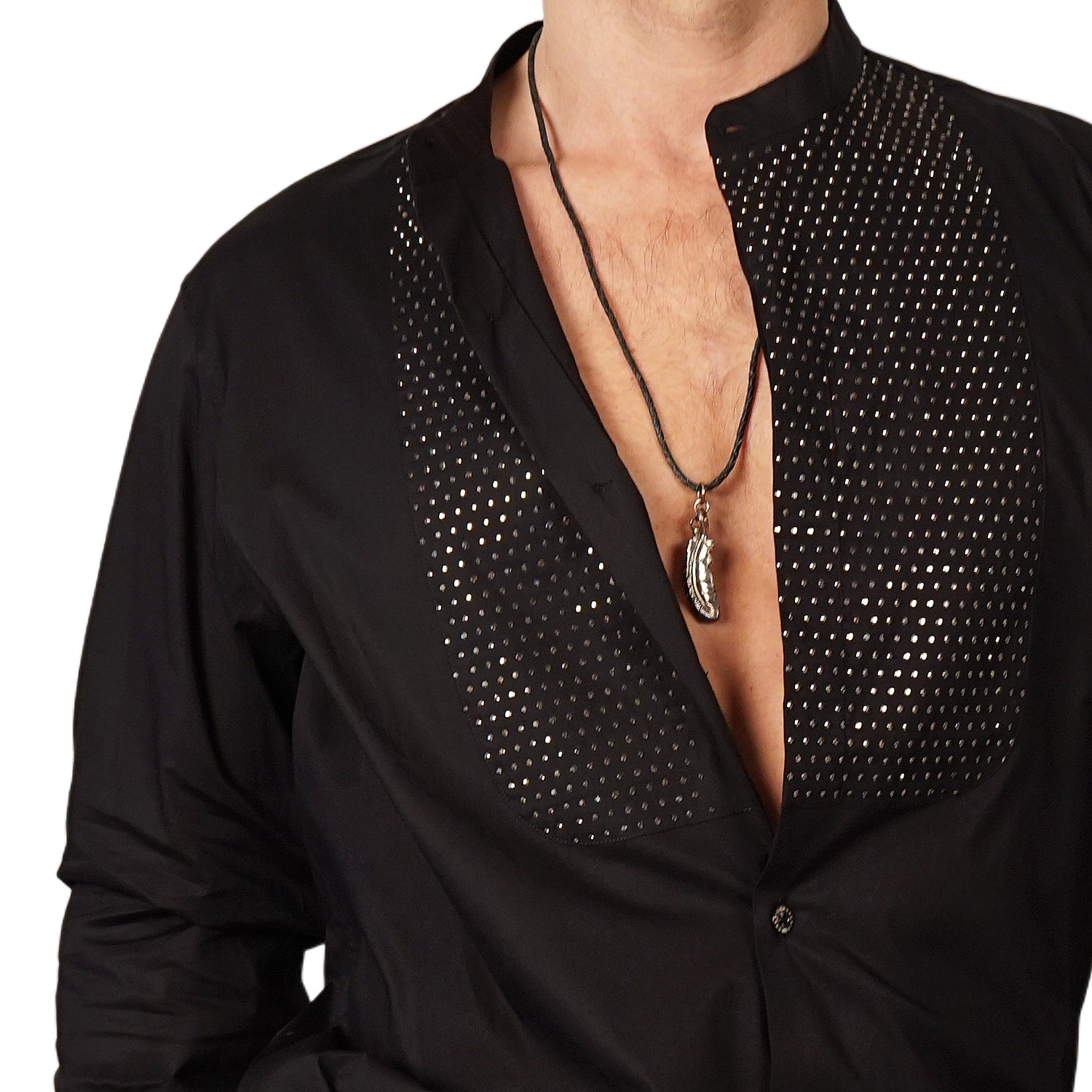 Men&#39;s John Richmond - &quot;MARYUM&quot; Crystal Embellished Shirt in Black