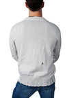 John Richmond - "VANADIS" Distressed Knit Cardigan in Bone