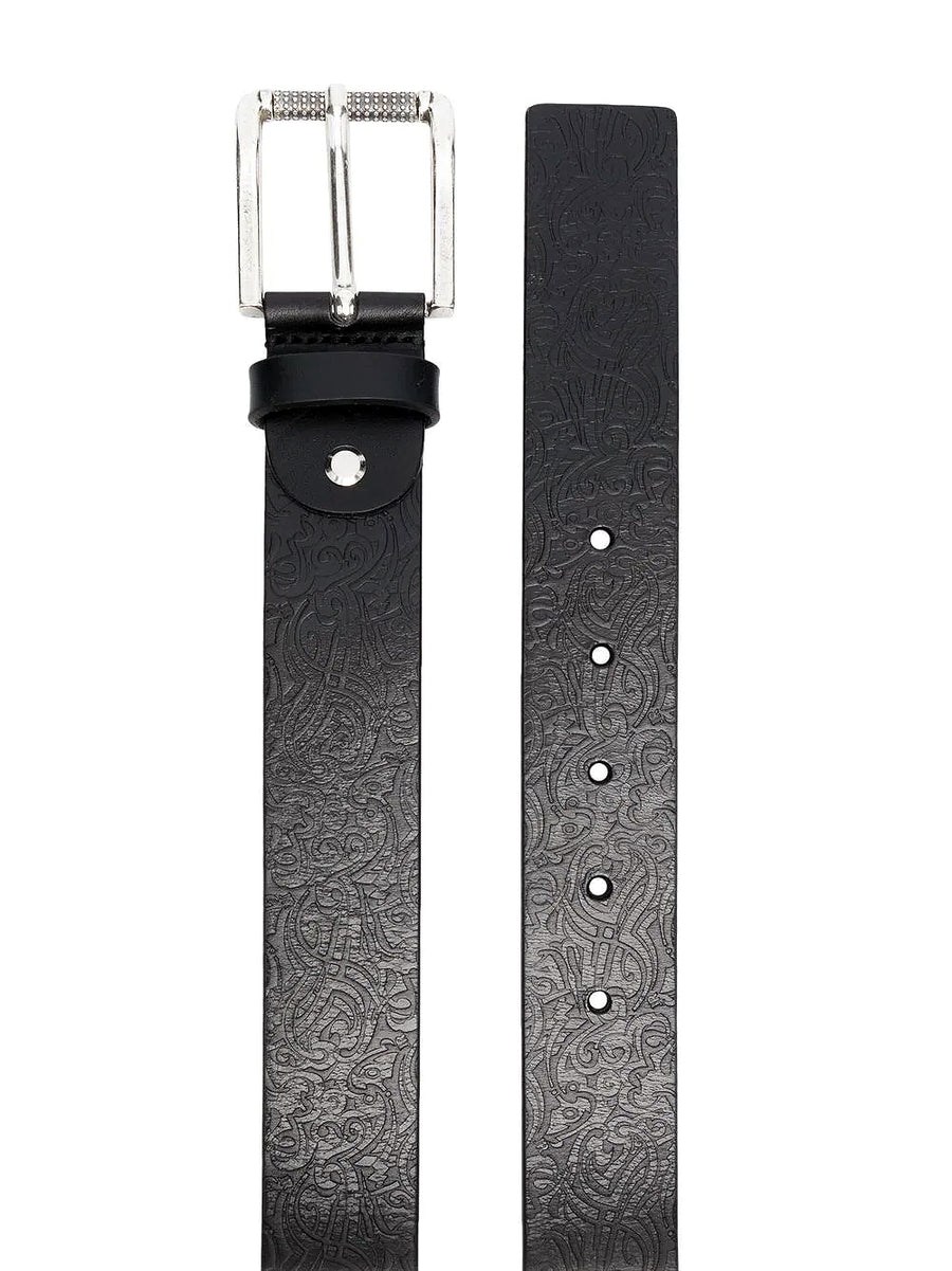 John Richmond – Barau Roller Silver Buckle with Embossed Leather Belt Strap