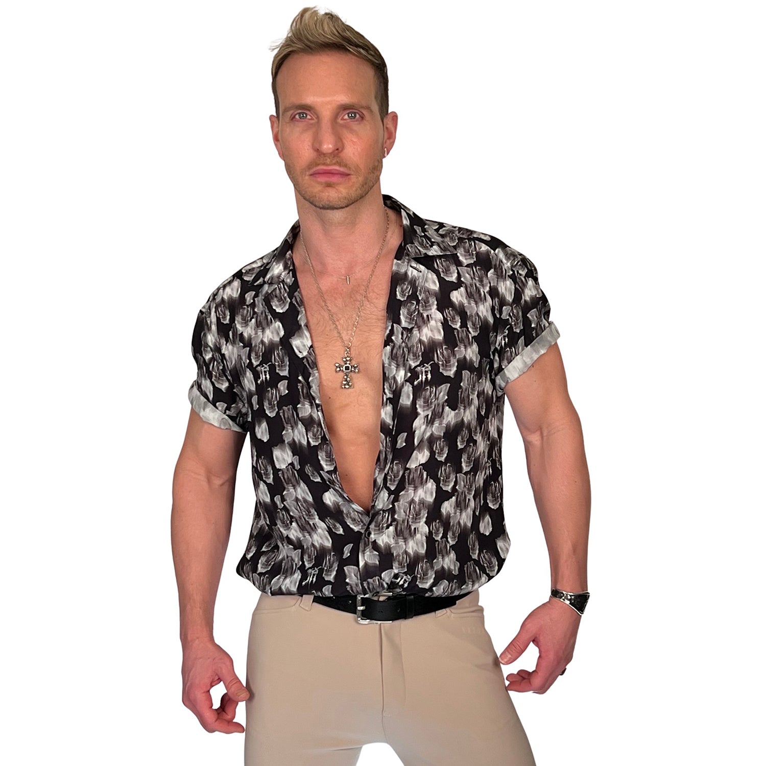 Men&#39;s John Richmond - &quot;ROSES &amp; RICHMOND&quot; Short Sleeved Shirt