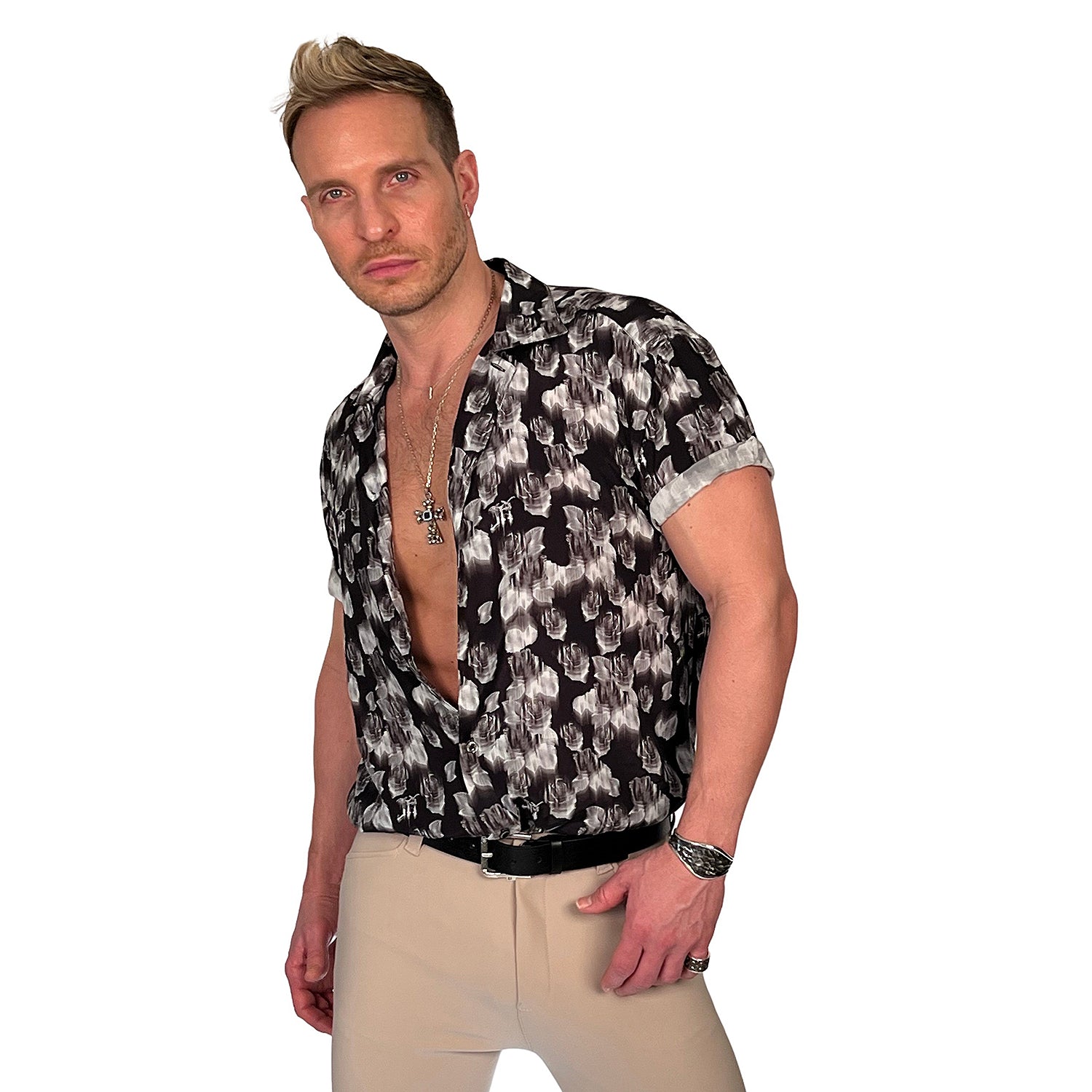 Men&#39;s John Richmond - &quot;ROSES &amp; RICHMOND&quot; Short Sleeved Shirt