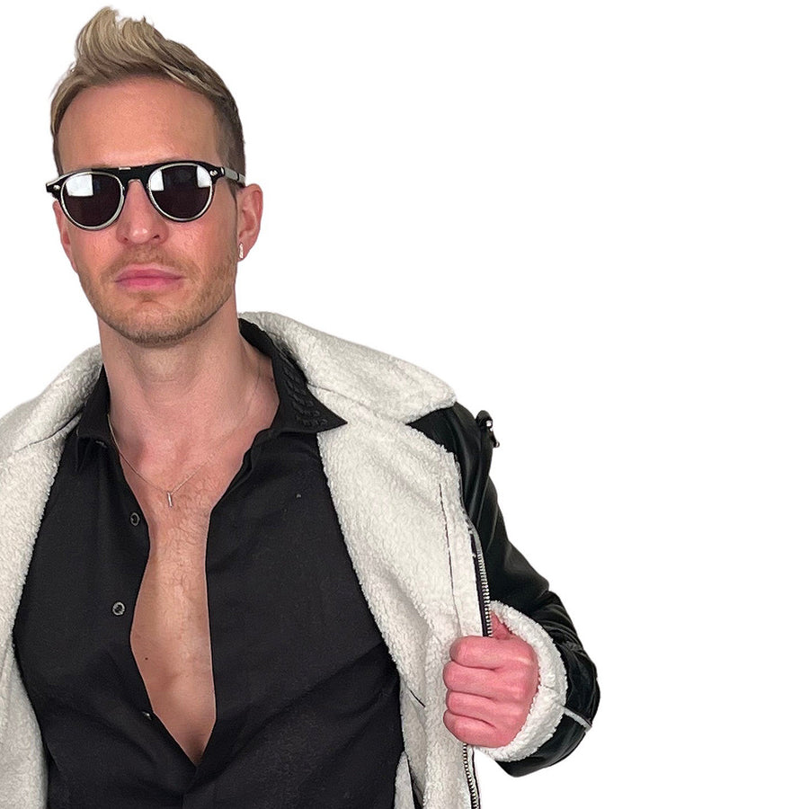 John Richmond - "BARTONE" Vegan Shearling Trim Jacket