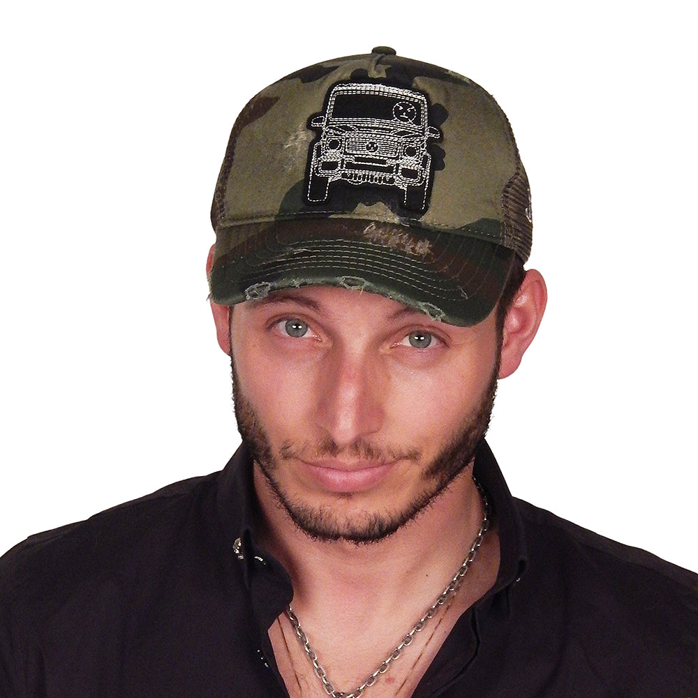 J. RANSOM Collection - "BLACK G-WAGON" on Green Camouflage Trucker Hat