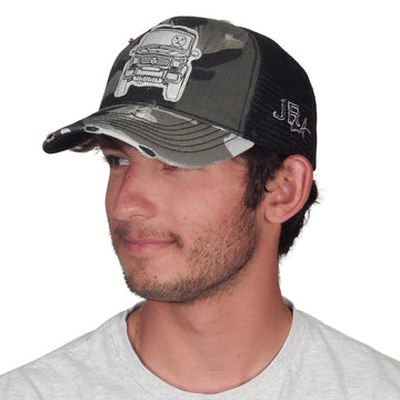 J. RANSOM Collection - "SNOWMAN in G WAGON" Grey Camouflage Trucker Hat