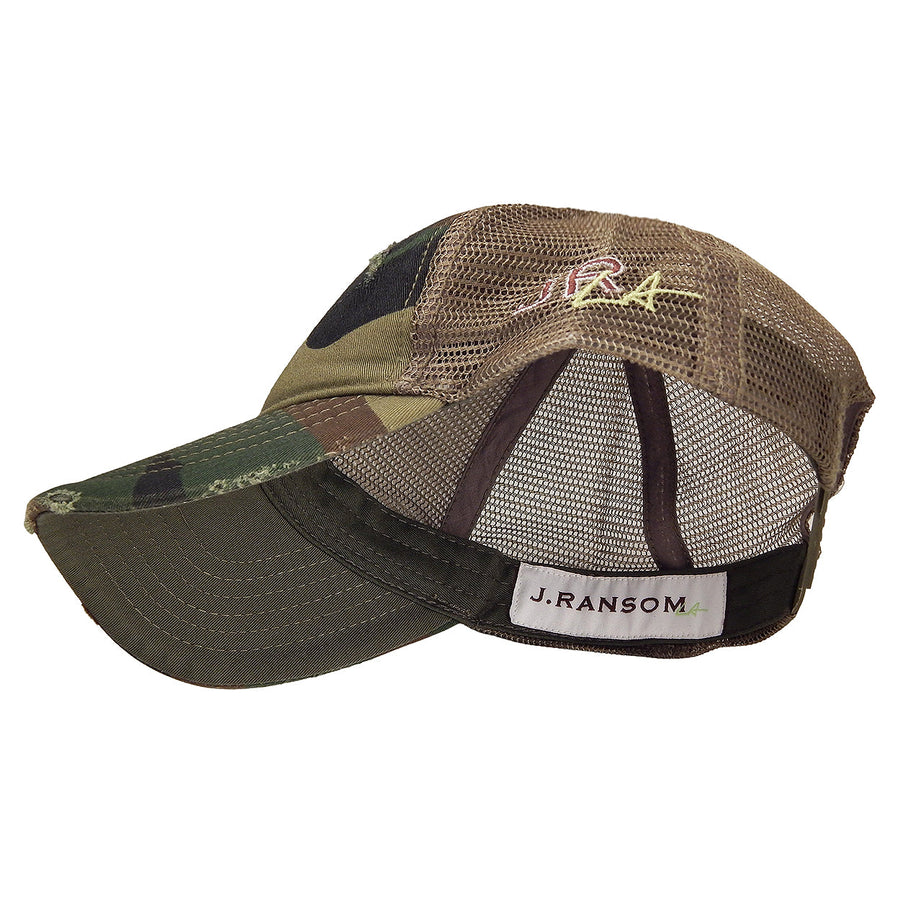 J. RANSOM Collection - "SERIOUS SNOWMAN" in Green Camouflage Trucker Hat