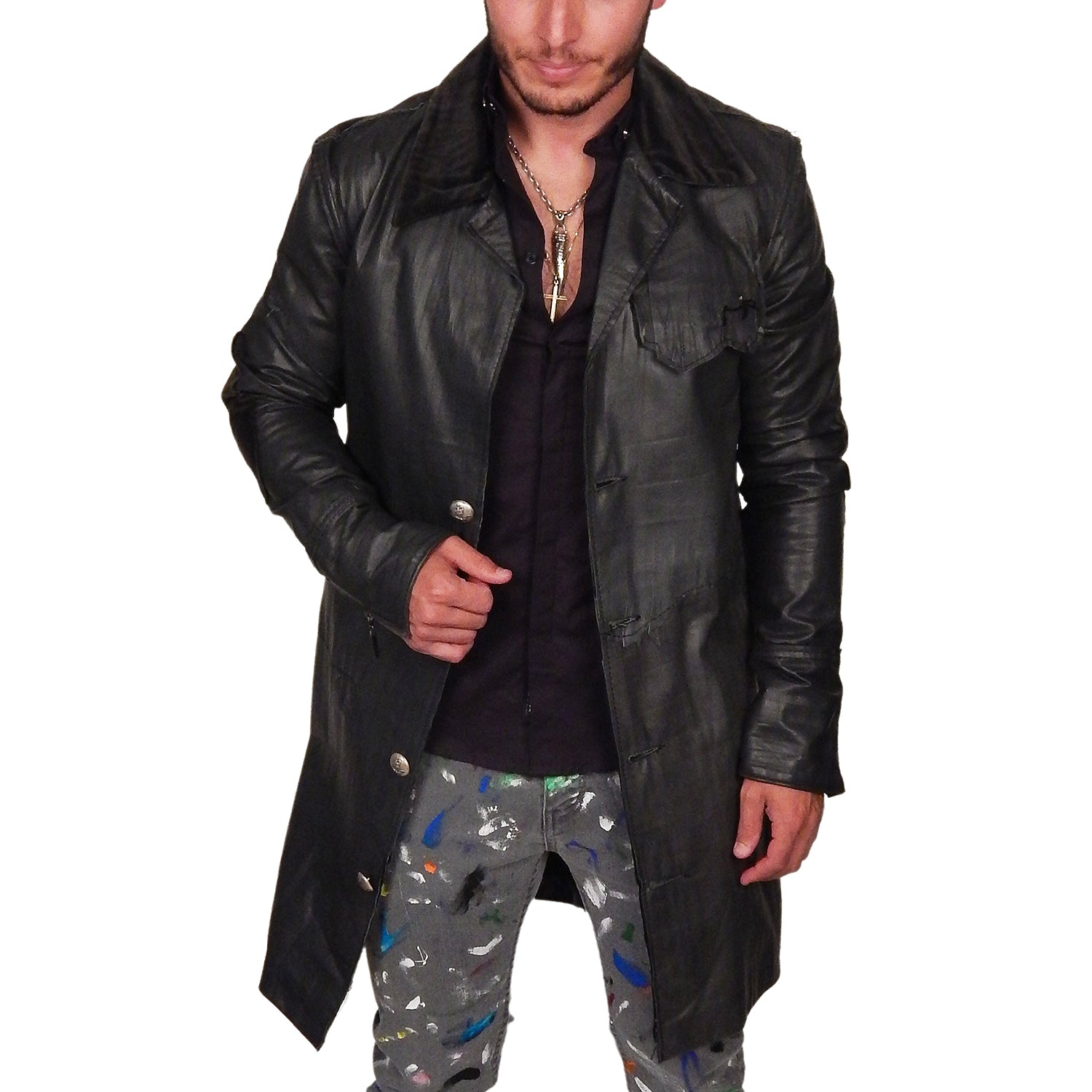 Men&#39;s JUNKER DESIGNS - &quot;CAMERON&quot; Custom Lambskin 3/4 Trench Jacket