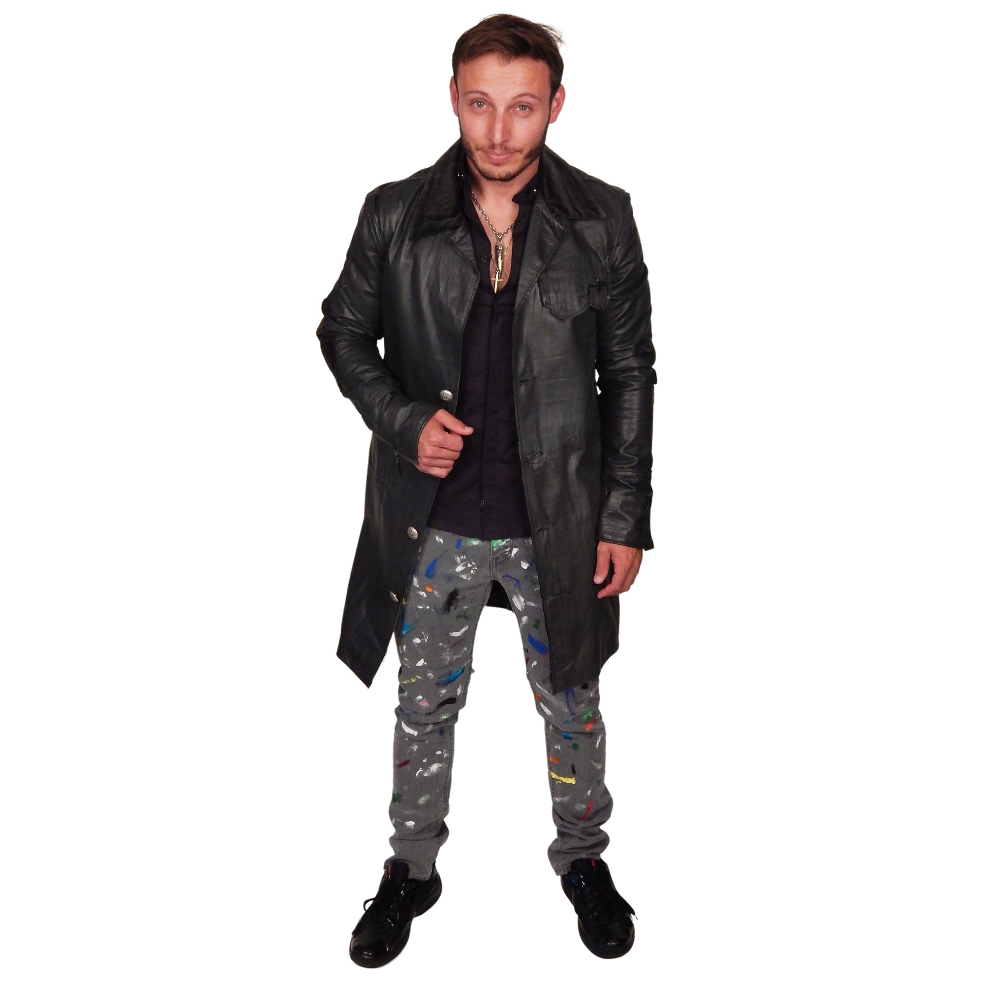 Men&#39;s JUNKER DESIGNS - &quot;CAMERON&quot; Custom Lambskin 3/4 Trench Jacket