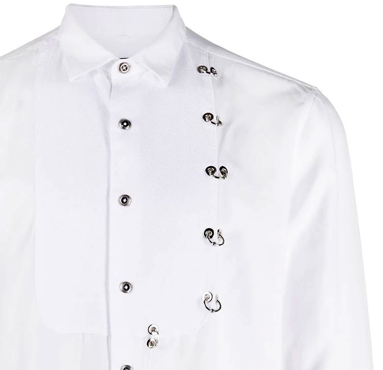 Men&#39;s John Richmond - &quot;OCCHIELLO&quot; Eyelet Accented Shirt in White