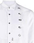 Men's John Richmond - "OCCHIELLO" Eyelet Accented Shirt in White