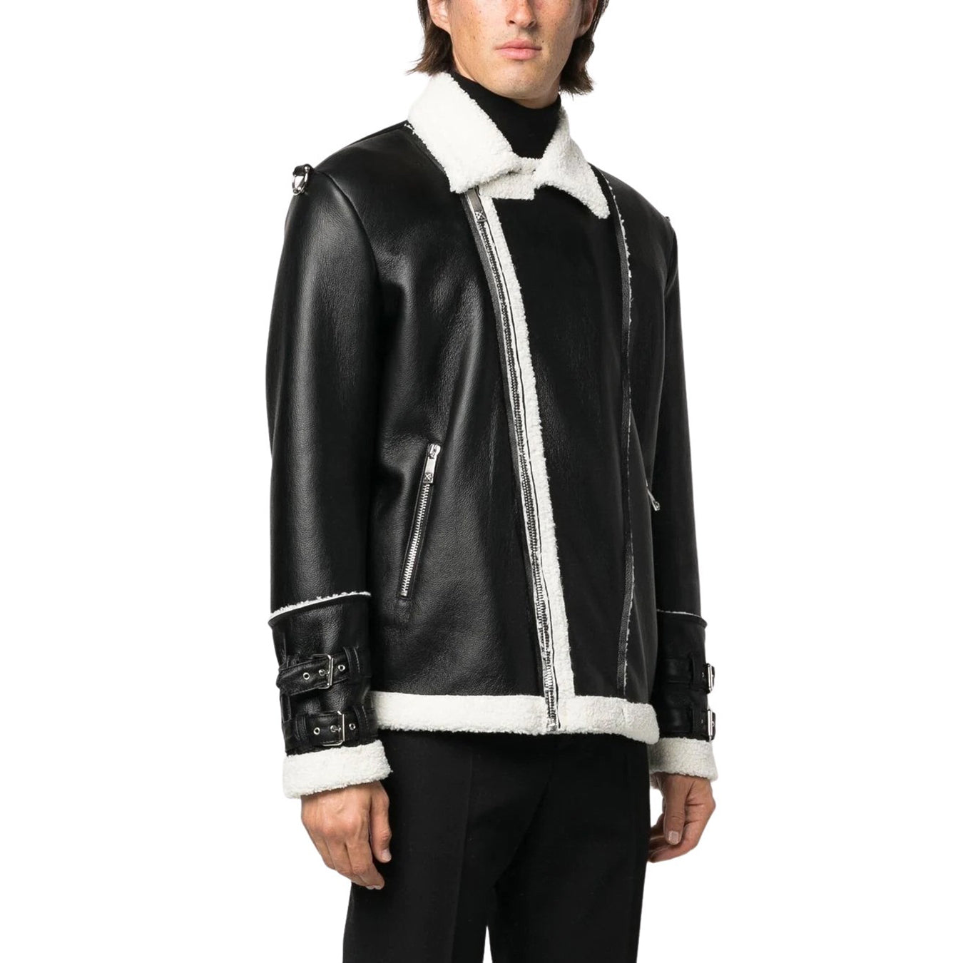 John Richmond - &quot;BARTONE&quot; Vegan Shearling Trim Jacket