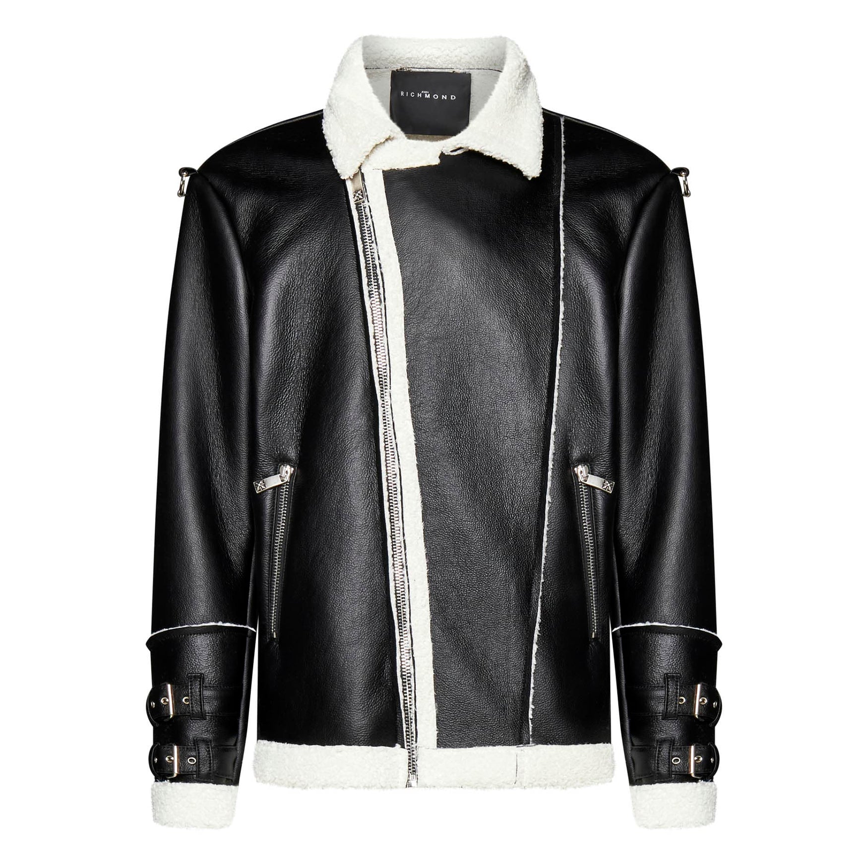 John Richmond - &quot;BARTONE&quot; Vegan Shearling Trim Jacket