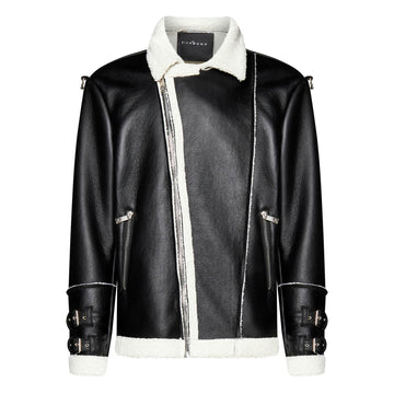 John Richmond - "BARTONE" Vegan Shearling Trim Jacket