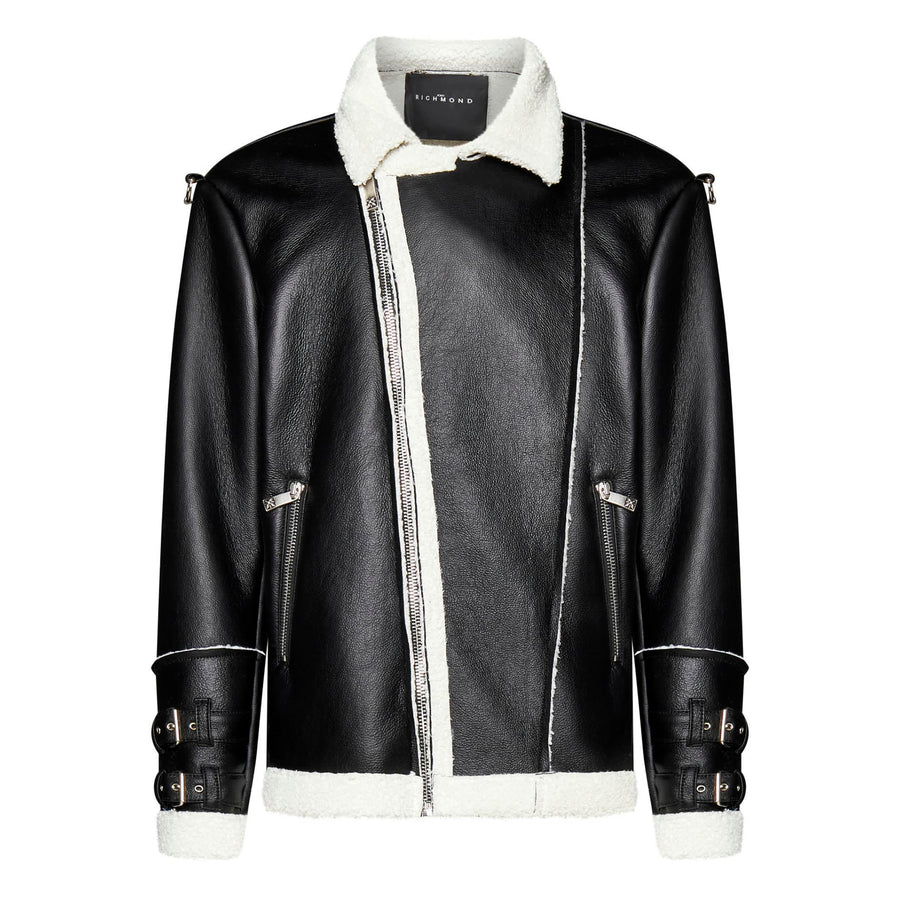 John Richmond - "BARTONE" Vegan Shearling Trim Jacket