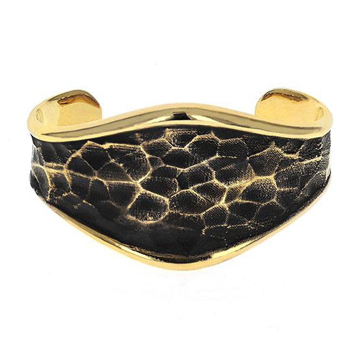 KING BABY - &quot;HAMMERED SHIELD&quot; Textured Cuff in Gold Alloy