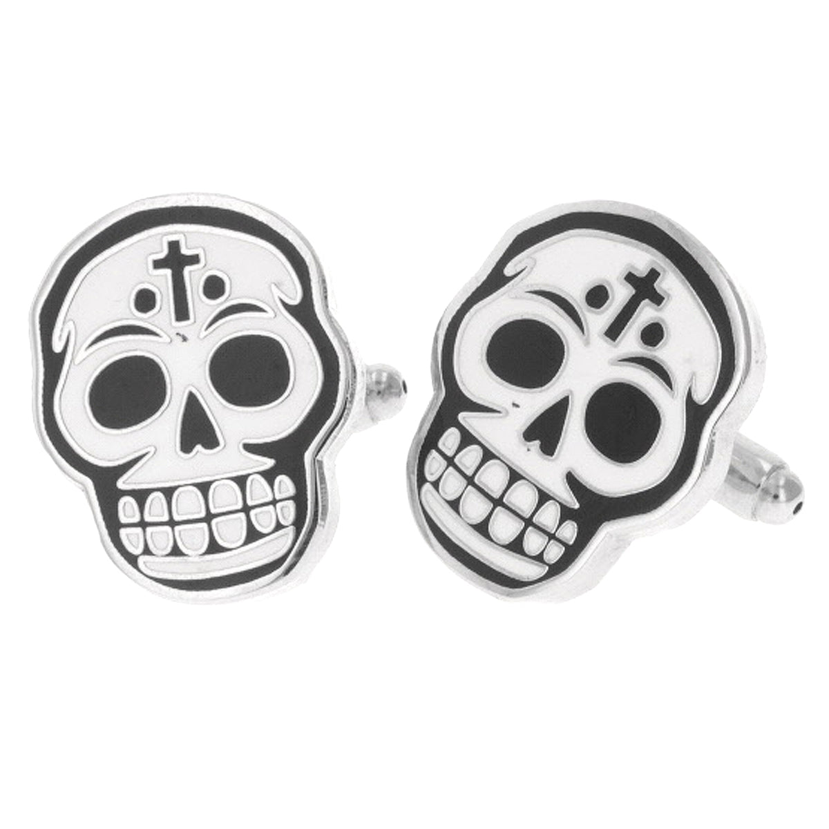 King Baby Day of the Dead Silver &amp; Enamel Cuff Links