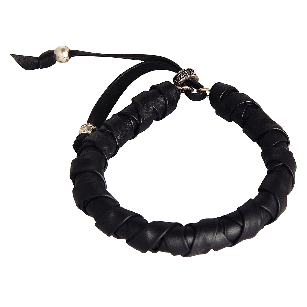 KING BABY - &quot;WRAPPED&quot; Black Leather Bracelet