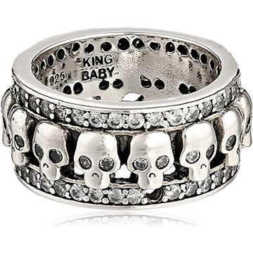 King Baby - "WIDE BAND SKULL RING" with Brilliant CZs