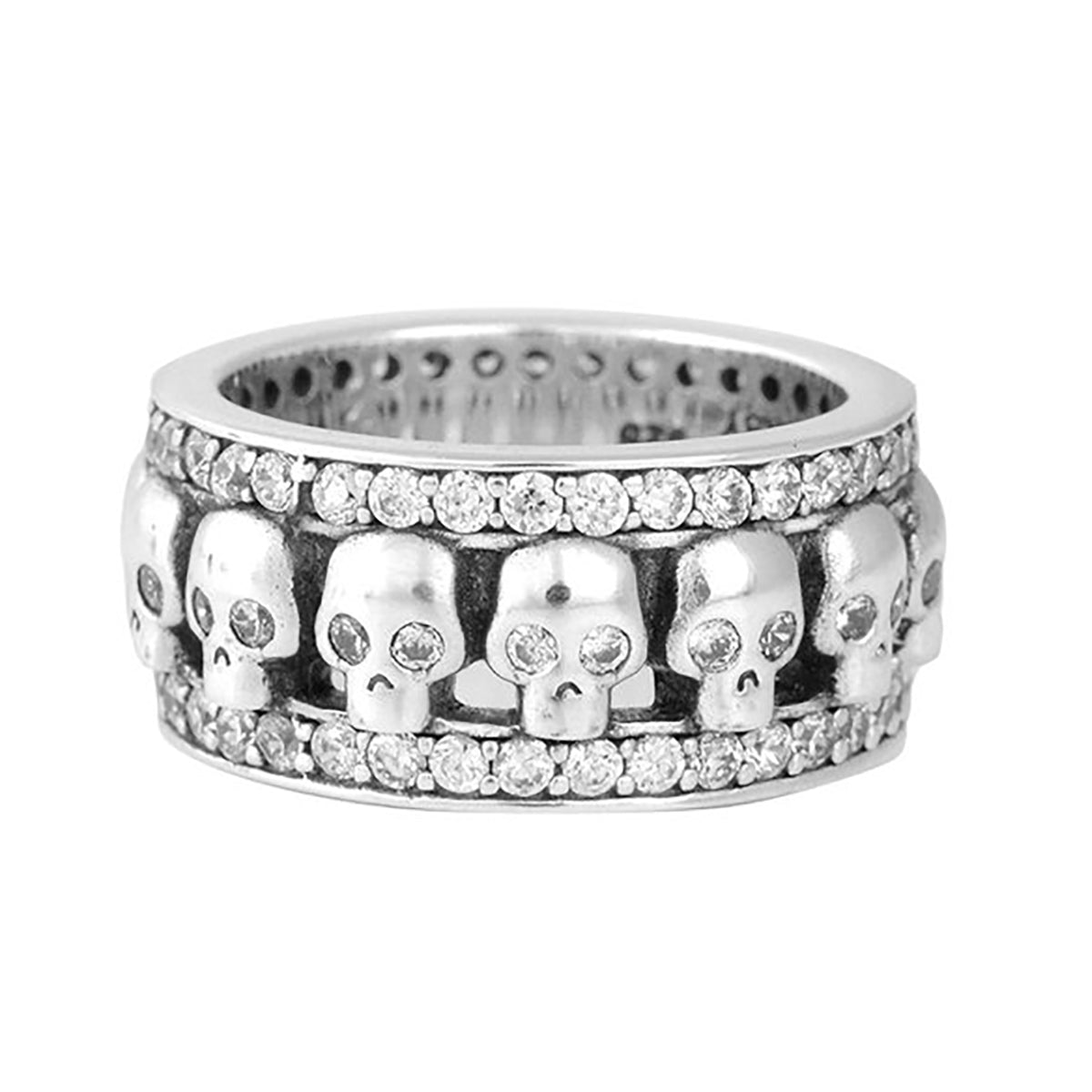 King Baby - &quot;WIDE BAND SKULL RING&quot; with Brilliant CZs