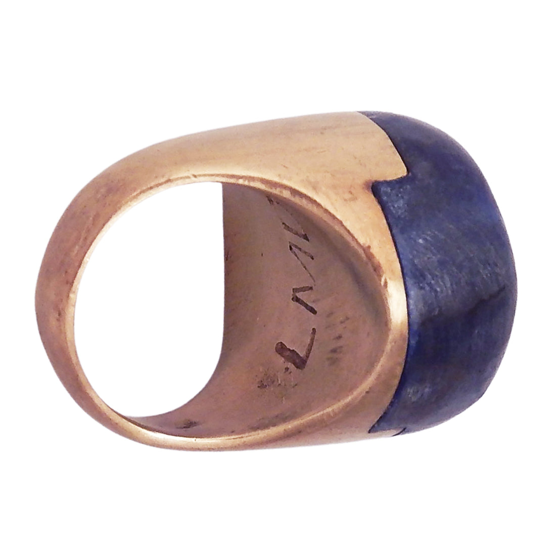 LYDIA MARCOS DESIGN - "STATEMENT" Chunky Ring with Blue Elder Wood and Copper