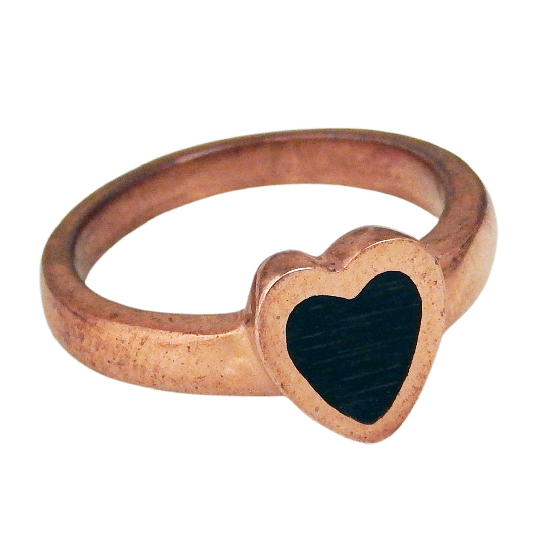 MARCOS - "TINY HEART RING" in Copper with EBONY Wood Inlay