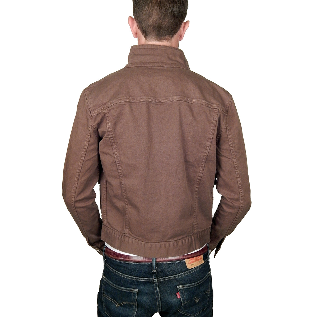 Men&#39;s PROSPECTIVE FLOW - &quot;LAWRENCE&quot; Denim Jacket in Olive Brown