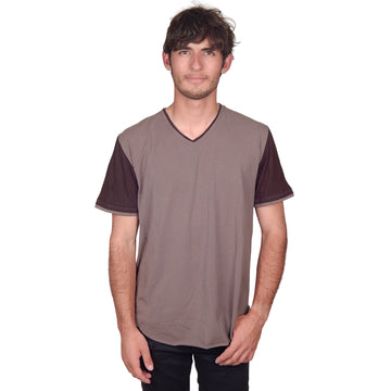 Men's Marcelo Pequeno - "TRIESTE" V-Neck Two-Tone Italian Jersey Shirt
