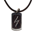 MARCOS - "DIAMOND BOLT"  Pendant in Oxidized Sterling Silver and Inlaid Wood