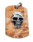 MARCOS - "SKULL DOG TAG" with AMBER Ebony Wood and Sterling Silver