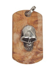 MARCOS - "SKULL DOG TAG" with AMBER Ebony Wood and Sterling Silver