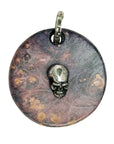 MARCOS - "SKULL ROUND PENDANT" with Purple Ebony Wood and Sterling Silver