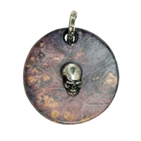 MARCOS - "SKULL ROUND PENDANT" with Purple Ebony Wood and Sterling Silver