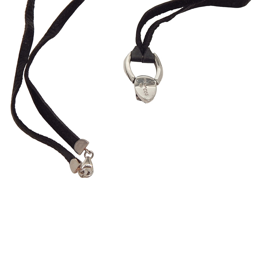 MARCOS - "SKULL with inlaid BLOODWOOD" Pendant on Black Leather