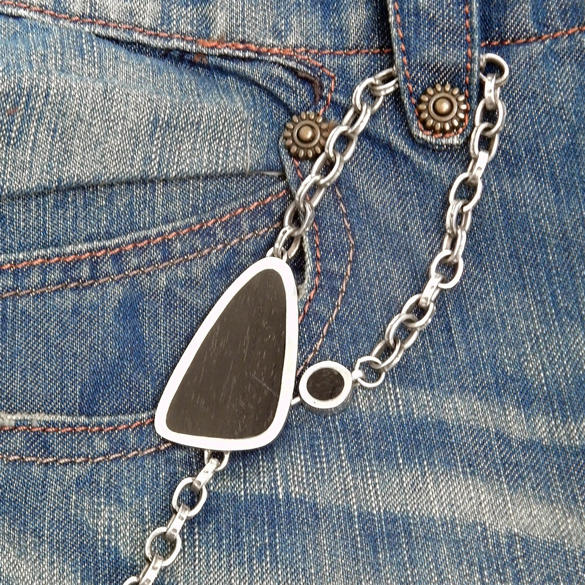 MARCOS - &quot;TRIANGLE&quot; Wallet Chain with Oval Links in Sterling Silver