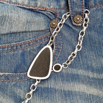 MARCOS - "TRIANGLE" Wallet Chain with Oval Links in Sterling Silver